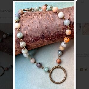 Bohemian “ Shay “ Boho Beaded Necklace with Round Bronze Pendant R3A